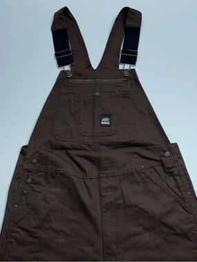 BERNE Double Knee Bib Overalls Mens 38x32 Heavy Weight Canvas Brown Workwear NEW